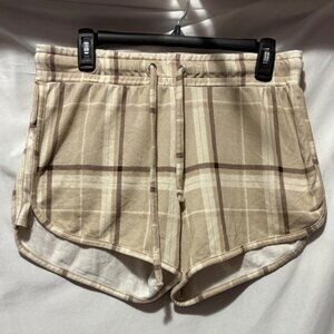 Plaid Athletic Shorts in Tan LL176